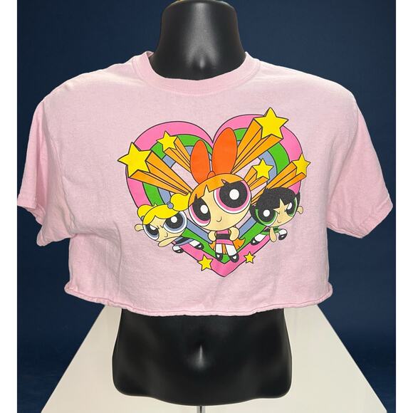 The Powerpuff Girls Pink Cropped T-Shirt Size M Cartoon Network 90s Y2K Style - Picture 1 of 8